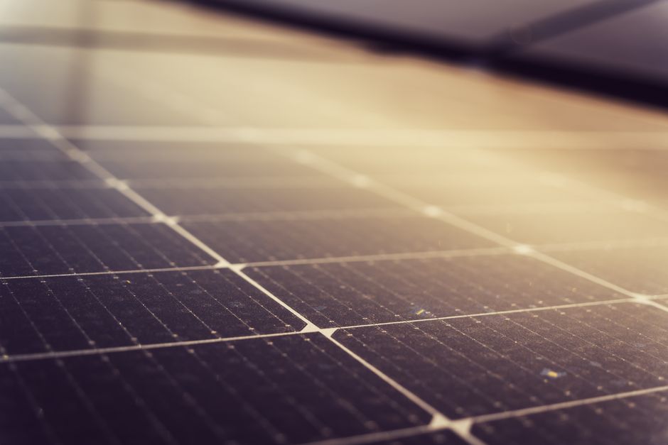 Close up of modern high-efficiency solar panel